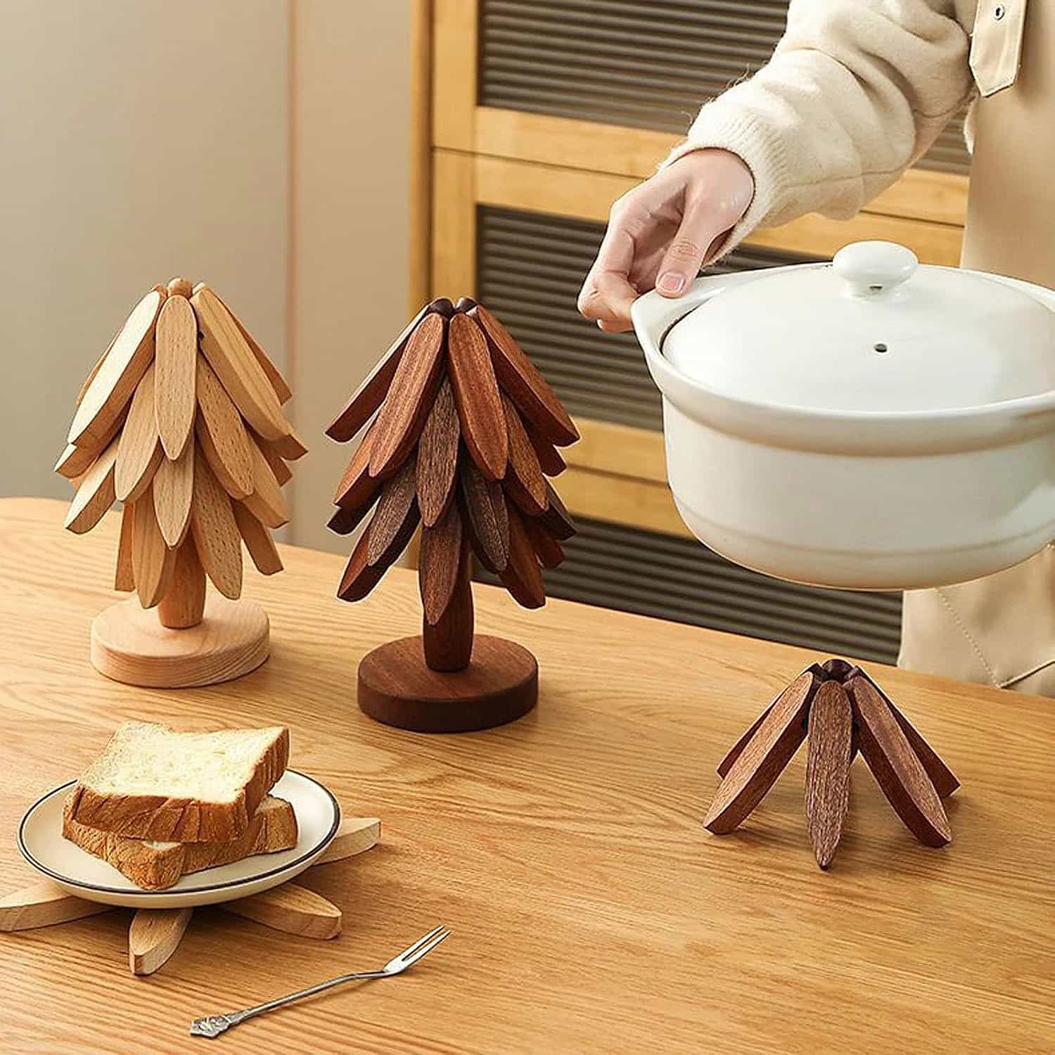 Wooden Heat‑Resistant Trivet & Coaster for Hot Pots and Pans (4 Layers)