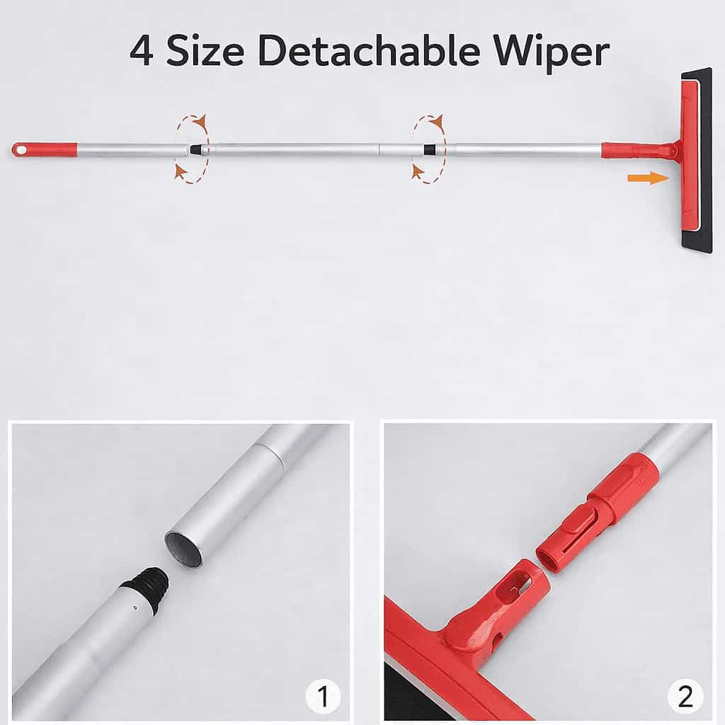 Multipurpose Size Adjustable Squeegee Sweeper Wiper – Bathroom & Glass Cleaning Tool Wiper Cleaner (Black)