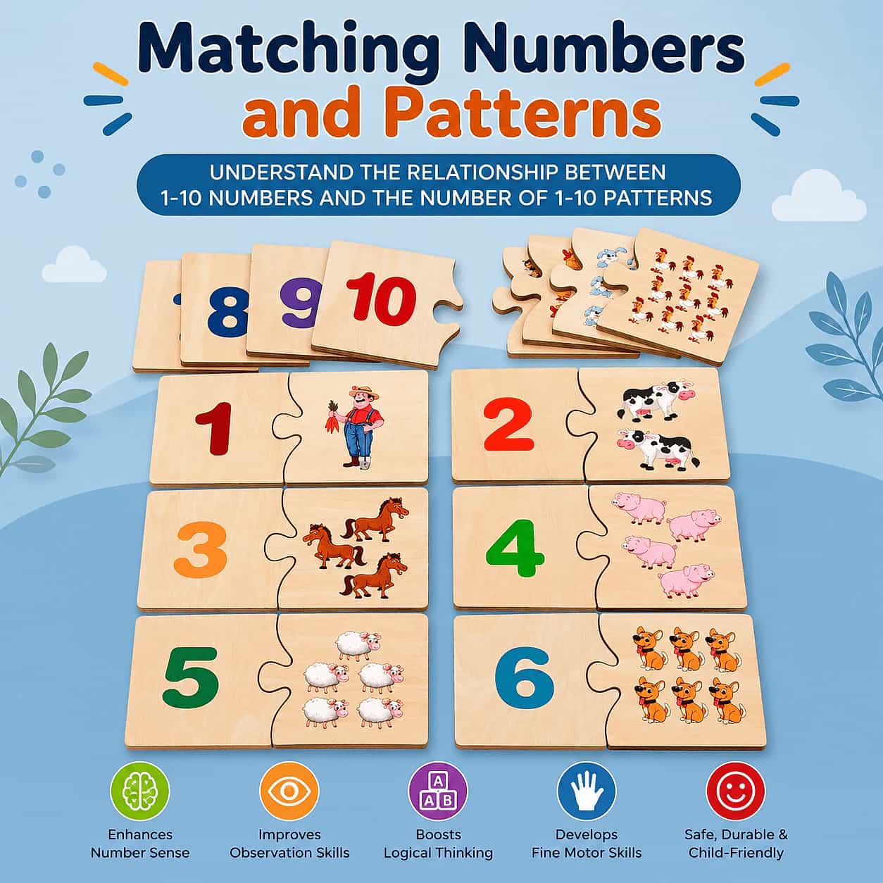 Wooden Number Learning Puzzle for Kids