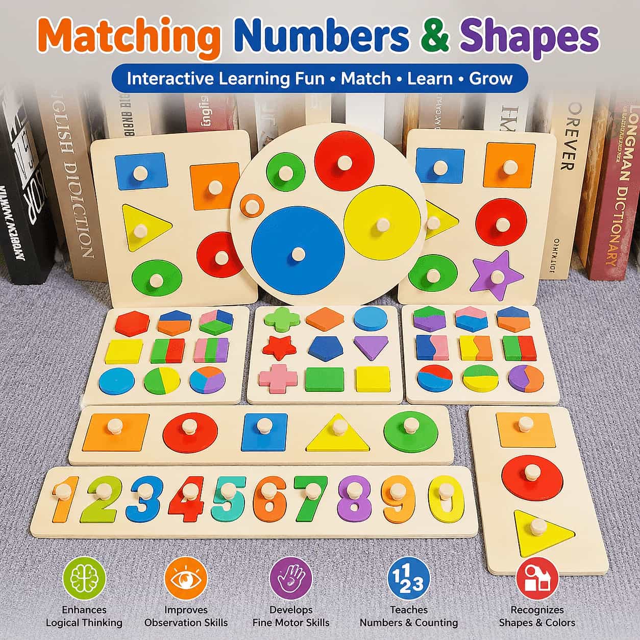 Montessori Wooden Grasp & Shape Sorting Educational Puzzle