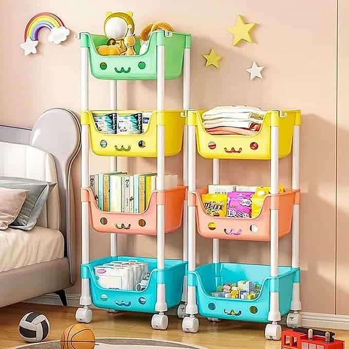 5-Tier Rolling Utility Cart with Wheels – Multicolor