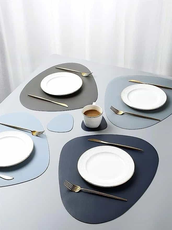Waterproof Leather Placemats Set of 2 - Oval Multicolor Mats