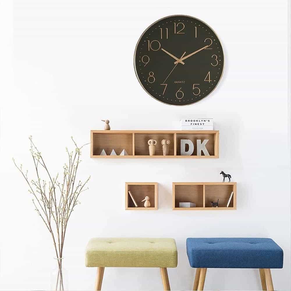 Silent Wall Clock – Black & Gold