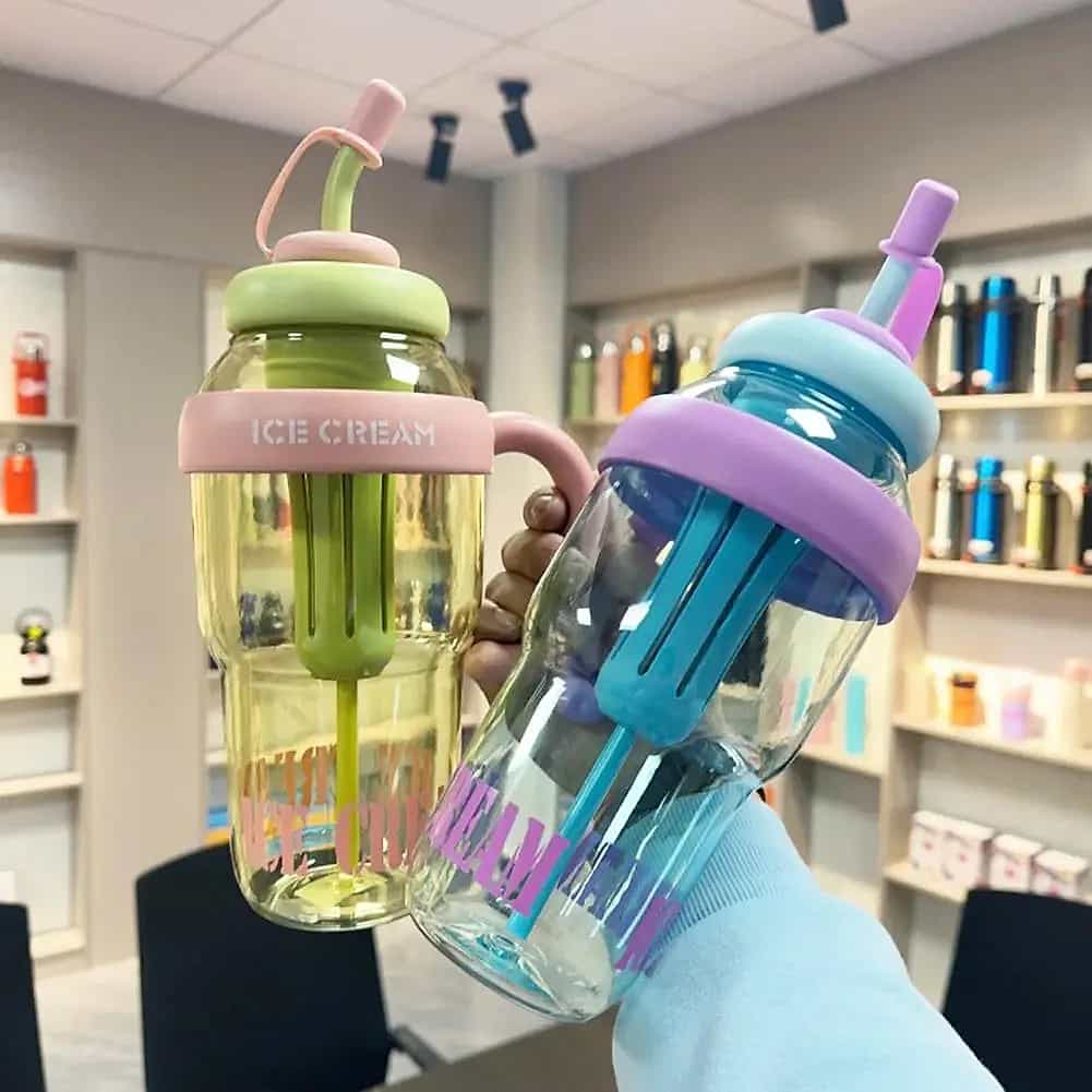 1200ml Water Bottle with Straw, Strw cap, Handle & Filter