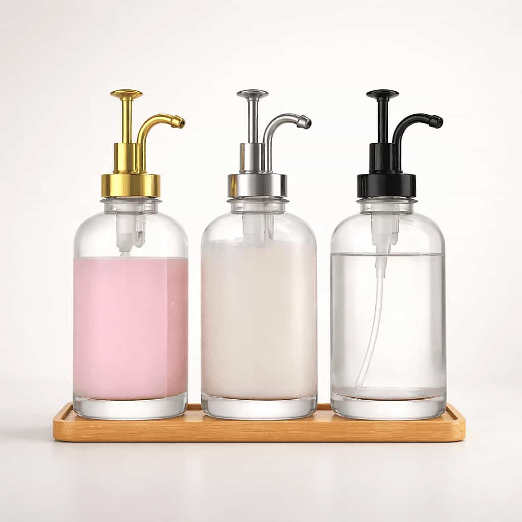 Luxury Glass Liquid Dispenser Hand Lotion Bottle Set – For Bathroom & Kitchen Countertop Use - 500 ml