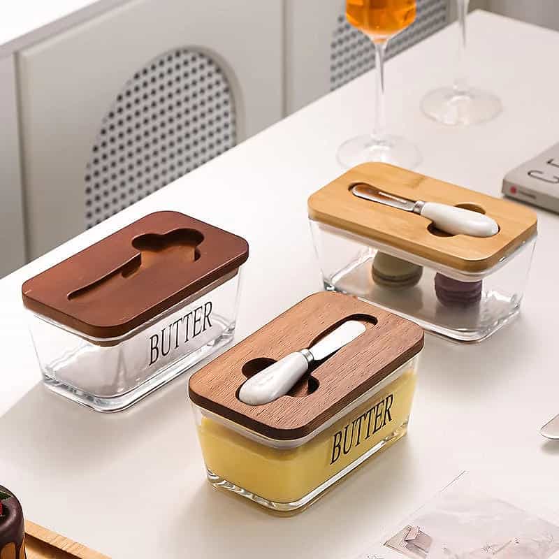 Glass Butter Dish with Lid – Freshness Preservation Serving Container