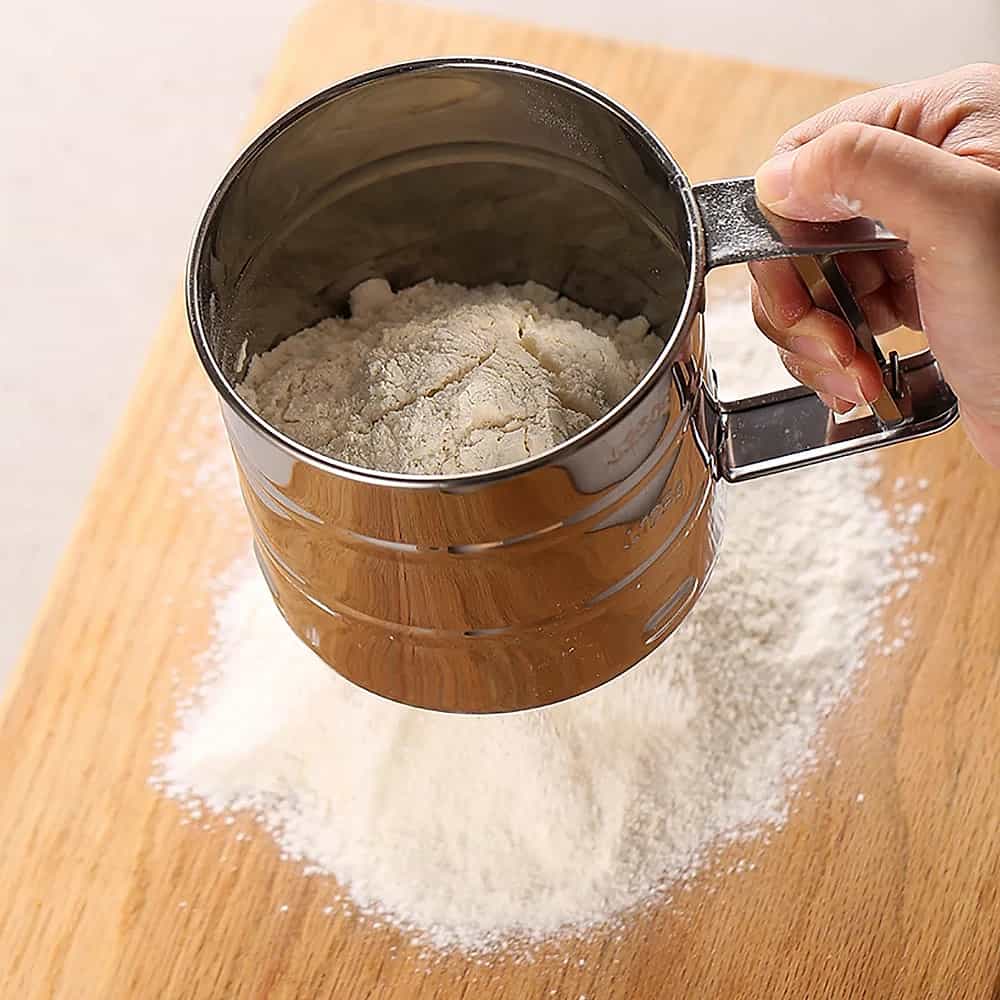 Stainless Steel Flour Sifter with Crank Handle