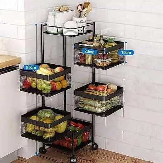 Multi-Layer Storage Trolley with Wheels – 3, 4, 5 Tier Options