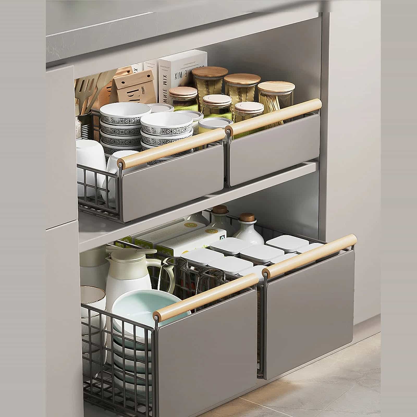 Adhesive Kitchen Pull-Out Cabinet Storage Rack
