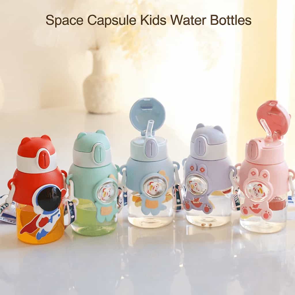 Cartoon-Shaped 600ml Kids Water Bottle with Straw – Leakproof & Portable