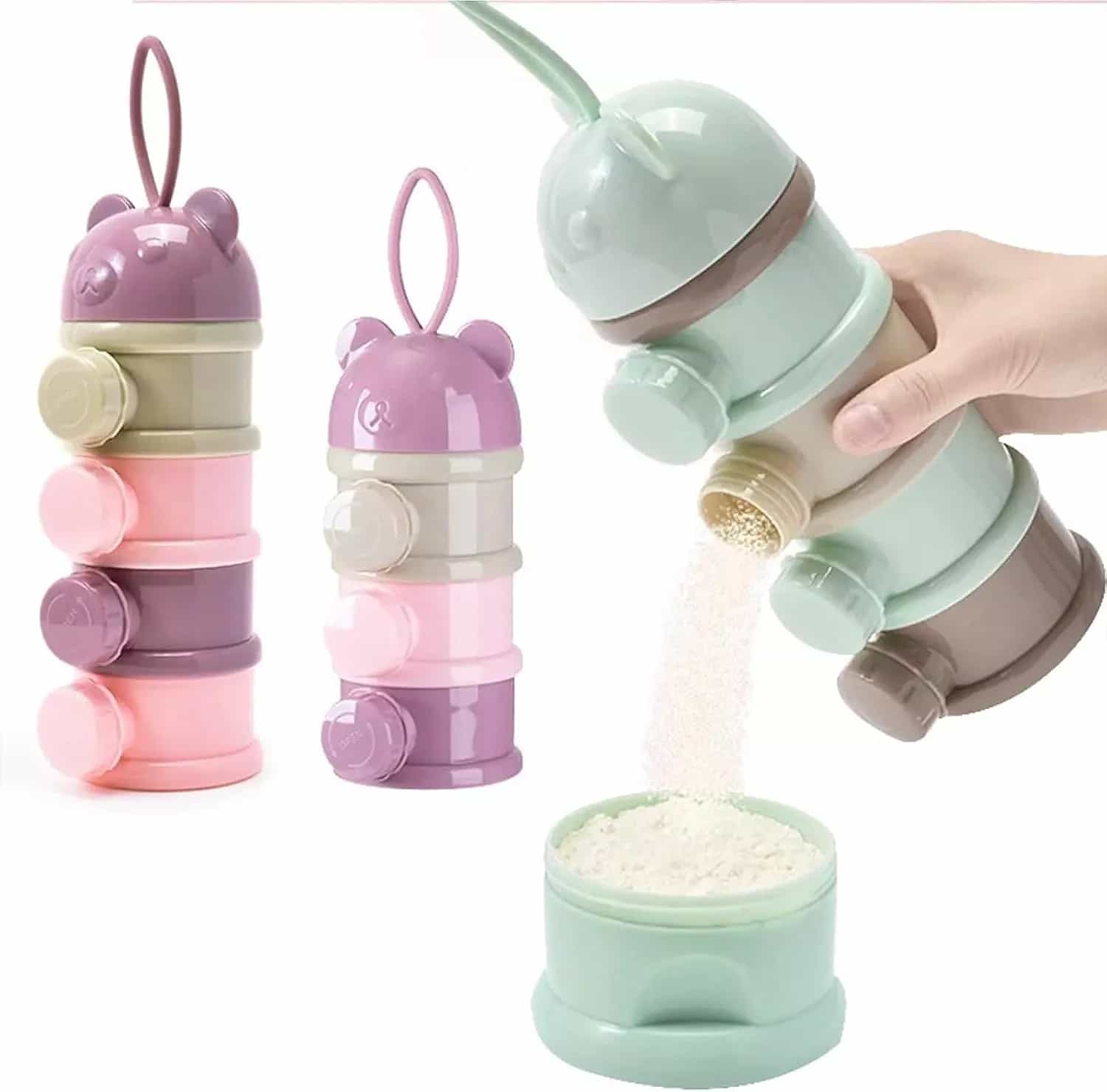 Portable Baby Food Storage Container Bear Face – 4 Layer