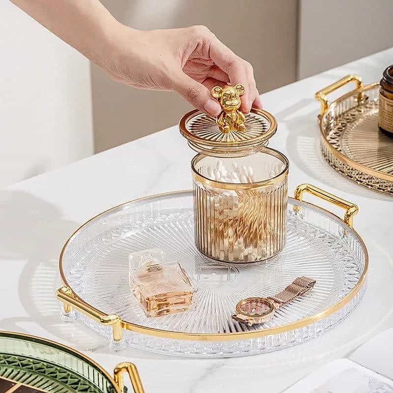 Round Decorative Tray with Handles