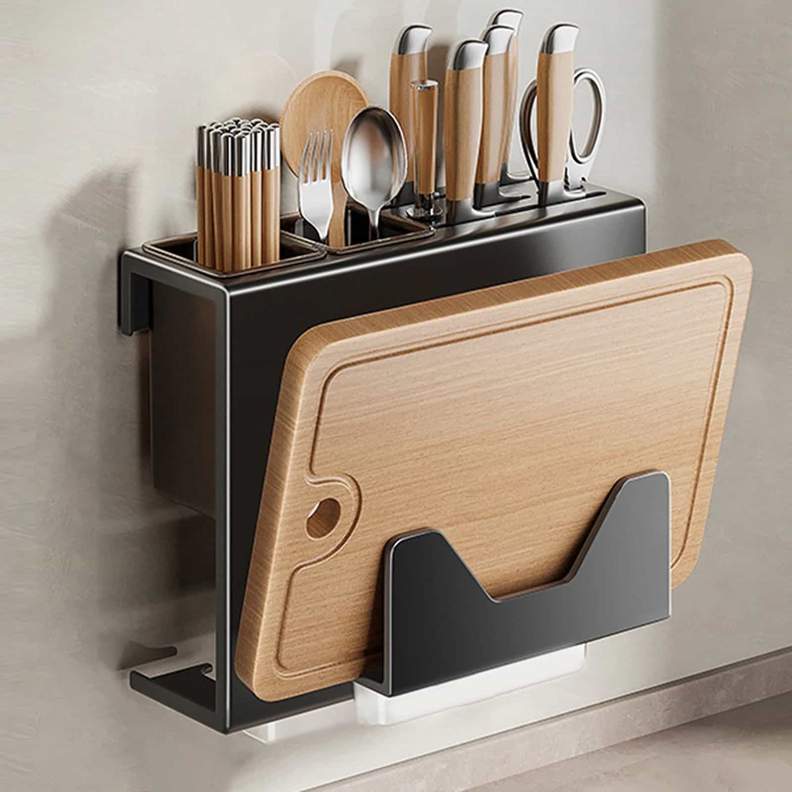 Wall-Mounted Utensil Holder with Drip Tray (Rack Only)