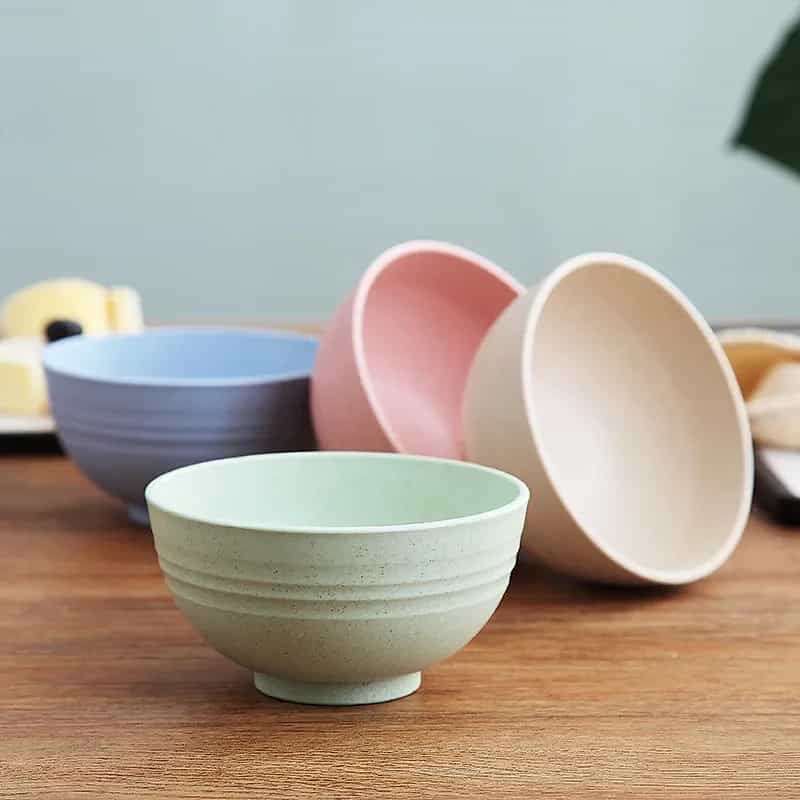 4Pcs Unbreakable Wheat Straw Salad Bowls | 15cm Diameter
