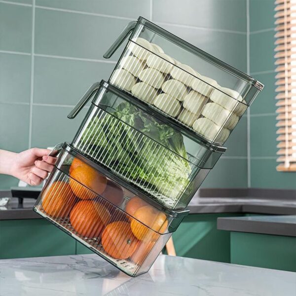 Stackable Fridge Storage Bins with Lids