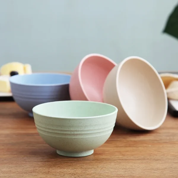4Pcs 12cm Unbreakable Wheat Straw Salad Bowls