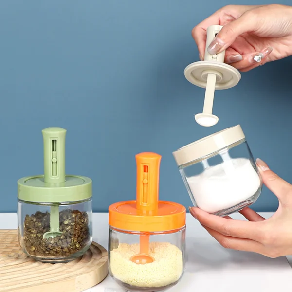 Glass Spice Jar with Airtight Lid & Spoon