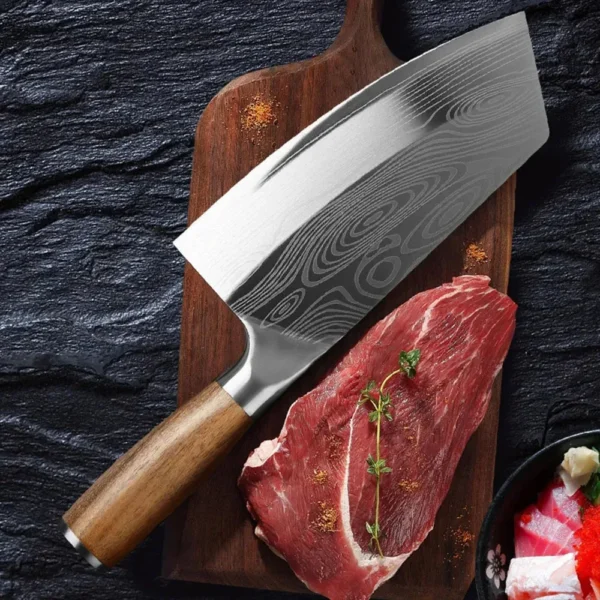 High Carbon Steel Cleaver Knife with Wood Handle