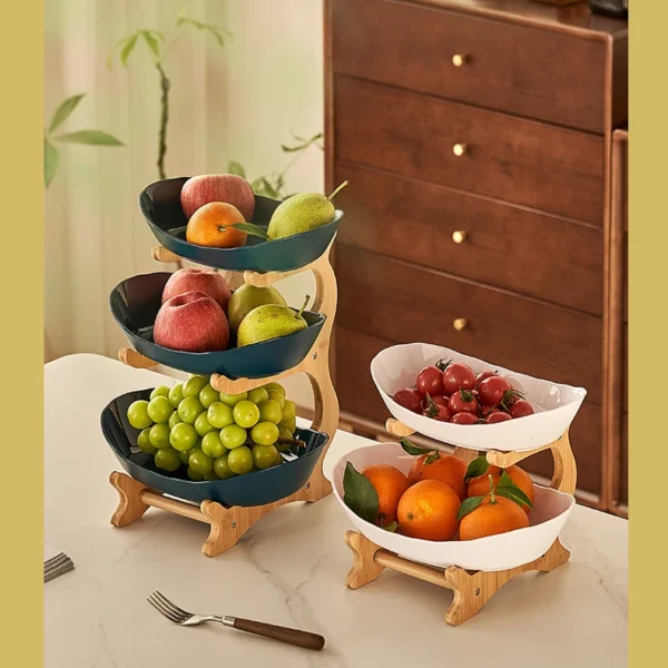3-Tier Bowl with Wooden Stand