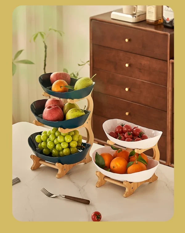 3-Tier Bowl with Wooden Stand