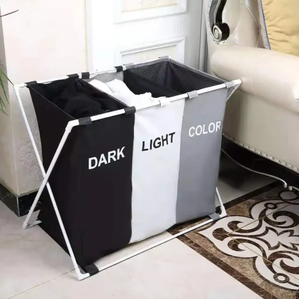 Foldable 3-Grid Laundry Hamper