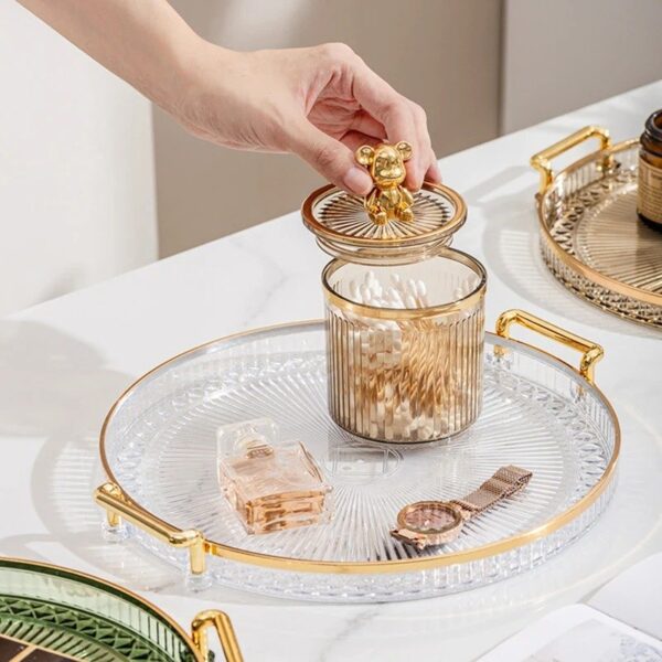Round Decorative Tray with Handles