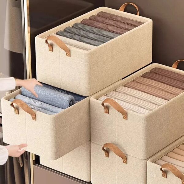Clothes Storage Basket with Steel Frame and Handles | Rust-Resistant Fabric Organizer